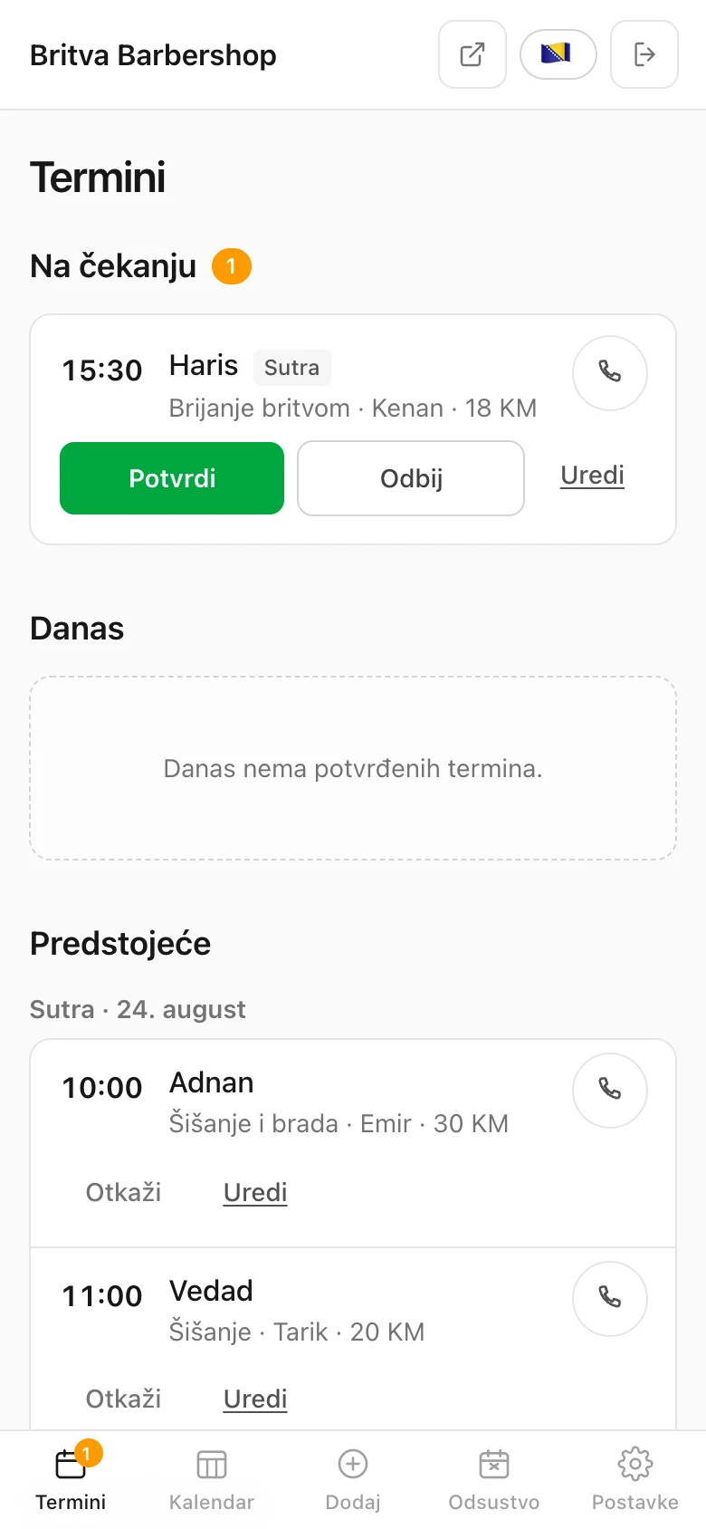 Vi potvrđujete iz upravljanja