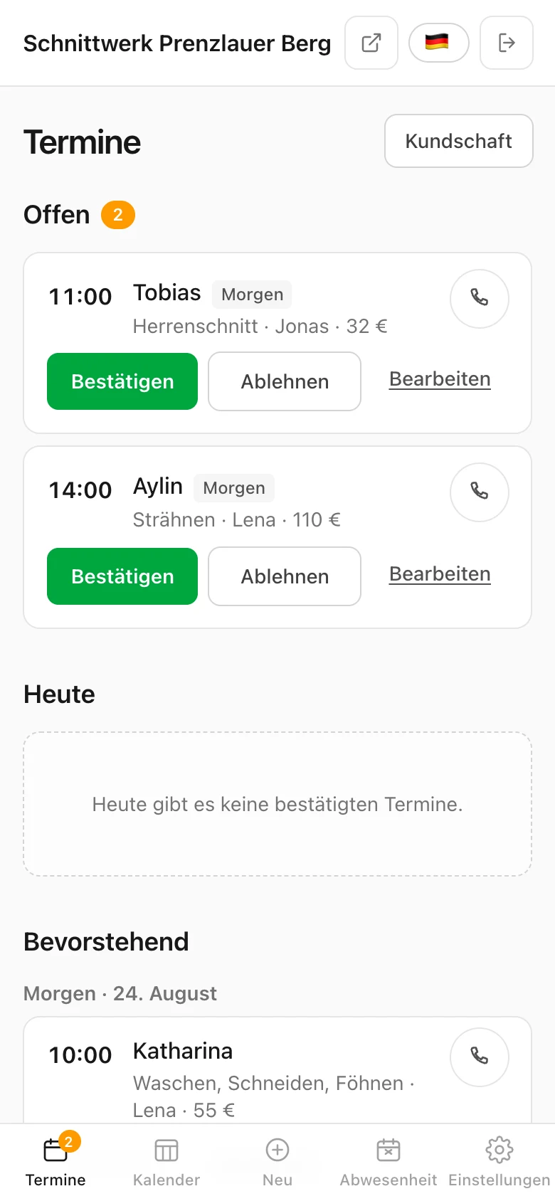 Sie bestätigen aus der Verwaltung